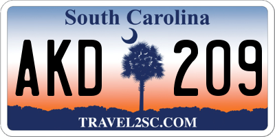 SC license plate AKD209