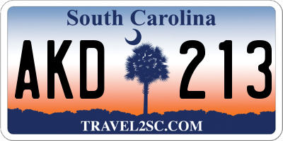 SC license plate AKD213
