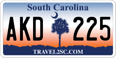 SC license plate AKD225