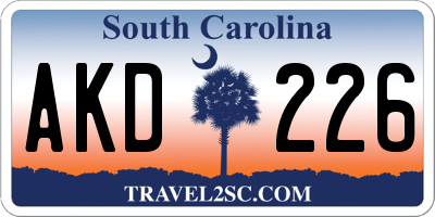 SC license plate AKD226