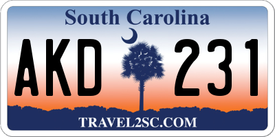 SC license plate AKD231