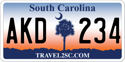 SC license plate AKD234