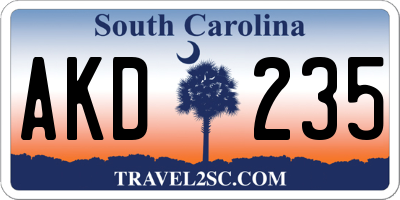SC license plate AKD235