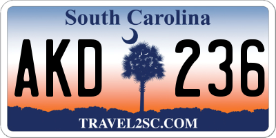 SC license plate AKD236