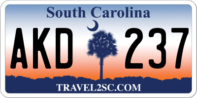 SC license plate AKD237
