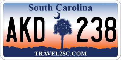 SC license plate AKD238