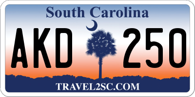 SC license plate AKD250