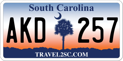 SC license plate AKD257