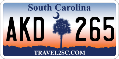 SC license plate AKD265