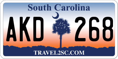 SC license plate AKD268