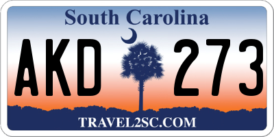 SC license plate AKD273