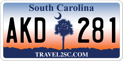 SC license plate AKD281
