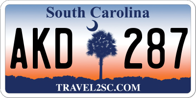 SC license plate AKD287