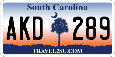 SC license plate AKD289