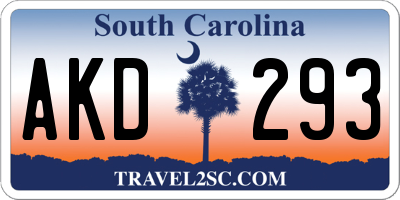 SC license plate AKD293