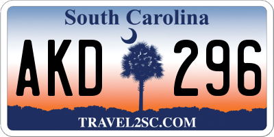 SC license plate AKD296