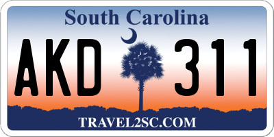 SC license plate AKD311
