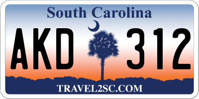 SC license plate AKD312