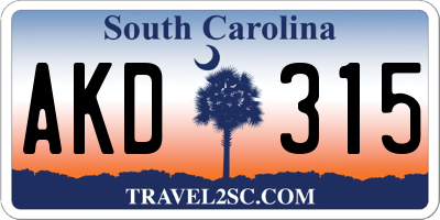 SC license plate AKD315