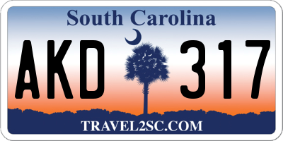 SC license plate AKD317