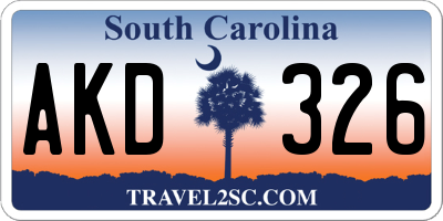 SC license plate AKD326