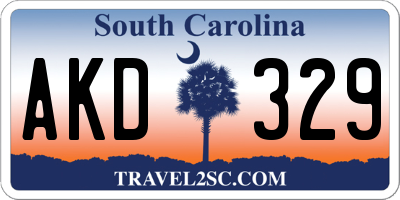 SC license plate AKD329