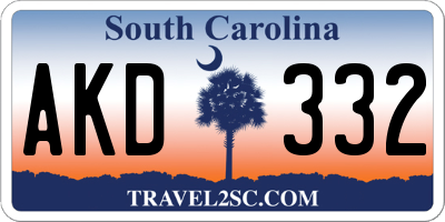SC license plate AKD332