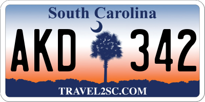 SC license plate AKD342