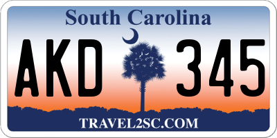 SC license plate AKD345