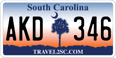 SC license plate AKD346