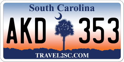 SC license plate AKD353