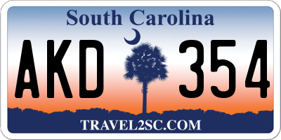 SC license plate AKD354