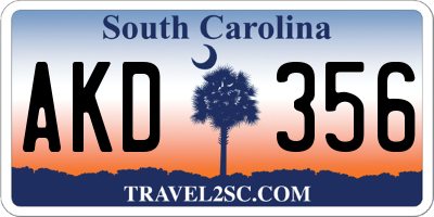 SC license plate AKD356