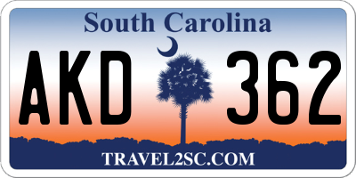 SC license plate AKD362