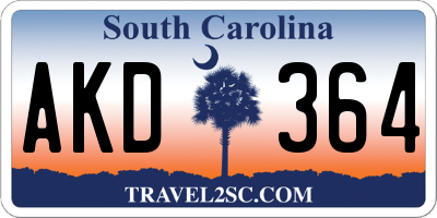 SC license plate AKD364