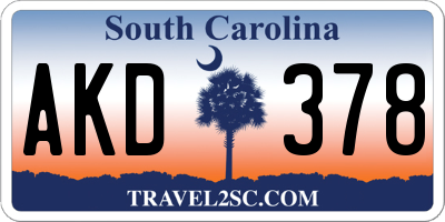 SC license plate AKD378