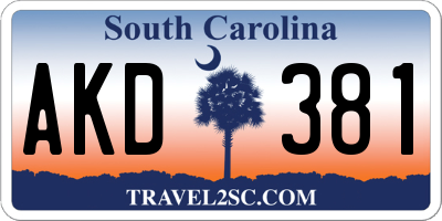 SC license plate AKD381