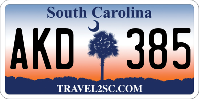 SC license plate AKD385