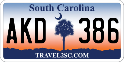 SC license plate AKD386