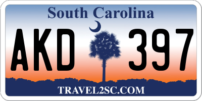 SC license plate AKD397
