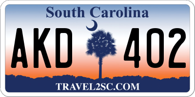 SC license plate AKD402