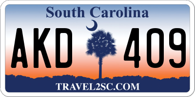 SC license plate AKD409