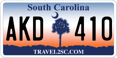 SC license plate AKD410