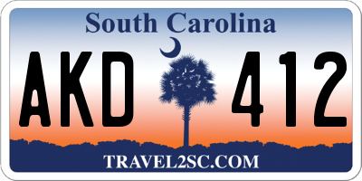 SC license plate AKD412
