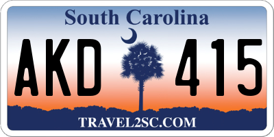 SC license plate AKD415