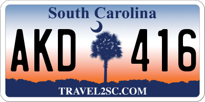 SC license plate AKD416