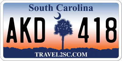 SC license plate AKD418
