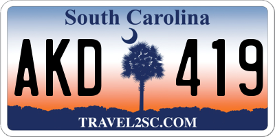 SC license plate AKD419