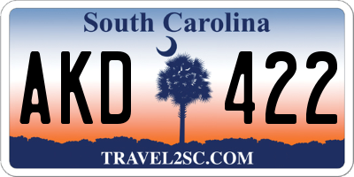 SC license plate AKD422