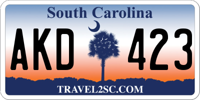 SC license plate AKD423